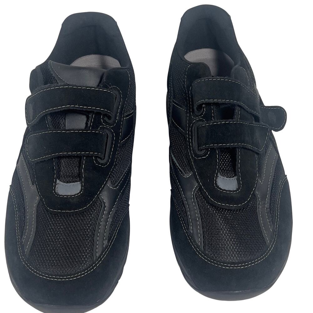 SAS Men's JV Mesh Sneakers Size 11WW Black Leather Adj Hook-loop Straps